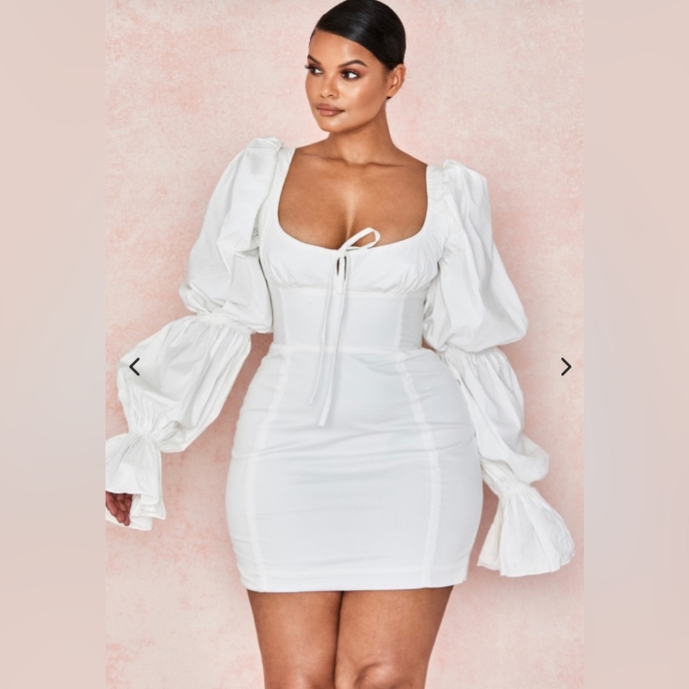 House of CB London Elsie white puff sleeve corset dress